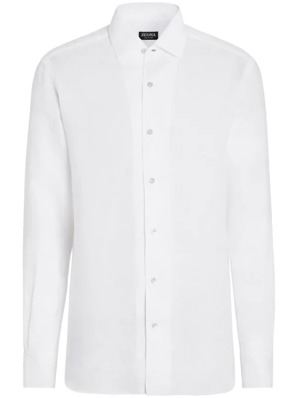 美品 イタリア製 Ermenegildo Zegna M リネンワイシャツ 白 Ermenegildo Zegna（ゼニア）カジュアルシャツ 白 サイズ:-(M位