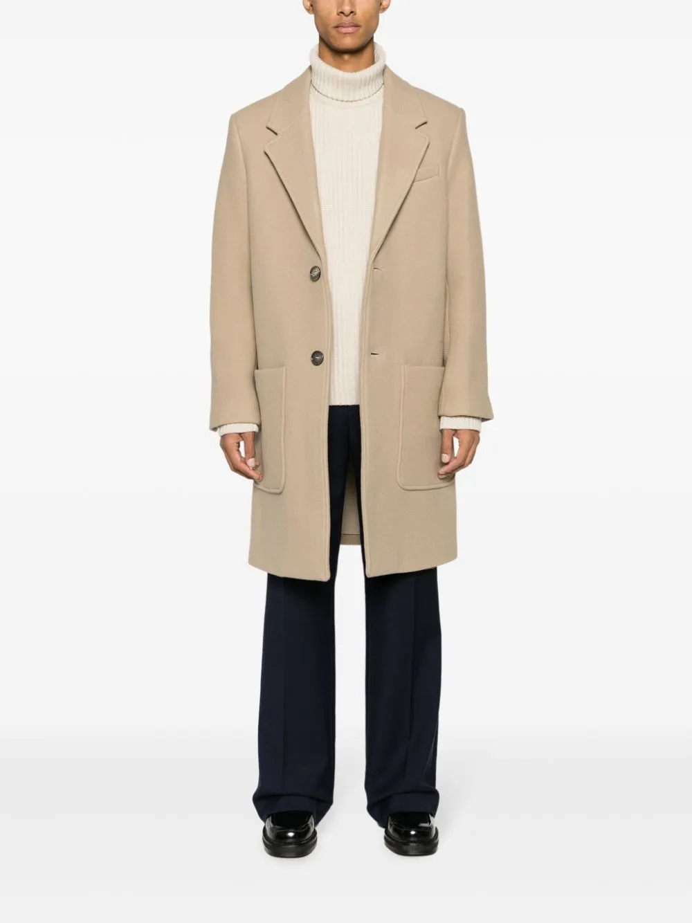 Shop Ami Alexandre Mattiussi Virgin Wool Single-breasted Coat In Neutrals