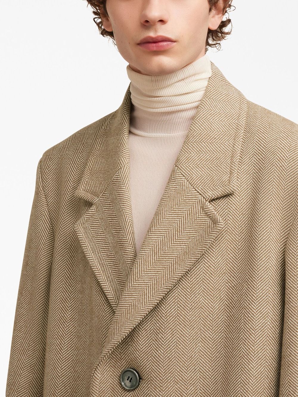 AMI Paris single-breasted Herringbone Coat - Farfetch