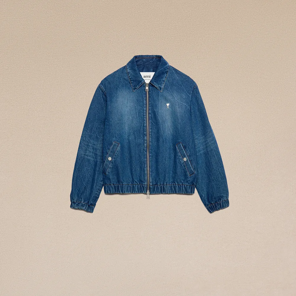 Ami De Coeur Zipped Jacket Blue for Men - XS - AMI Paris