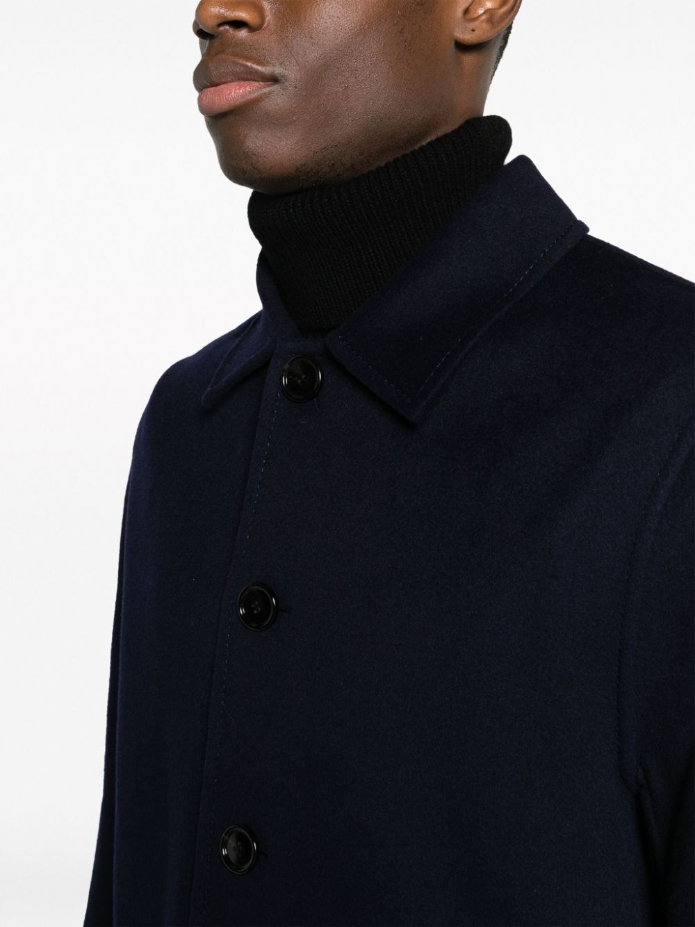 Shop Ami Alexandre Mattiussi Single-breasted Wool-cashmere Coat In Blue