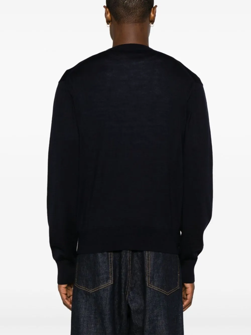 AMI Paris Vest van merinowol met geborduurd logo Blauw