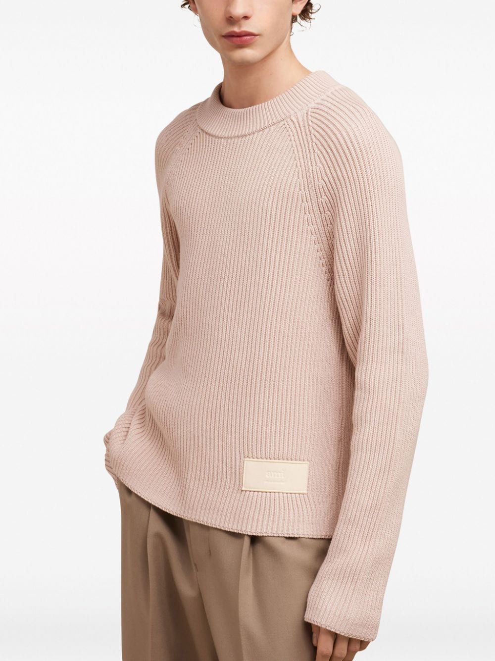 Shop Ami Alexandre Mattiussi Logo-patch Knitted Jumper In Pink
