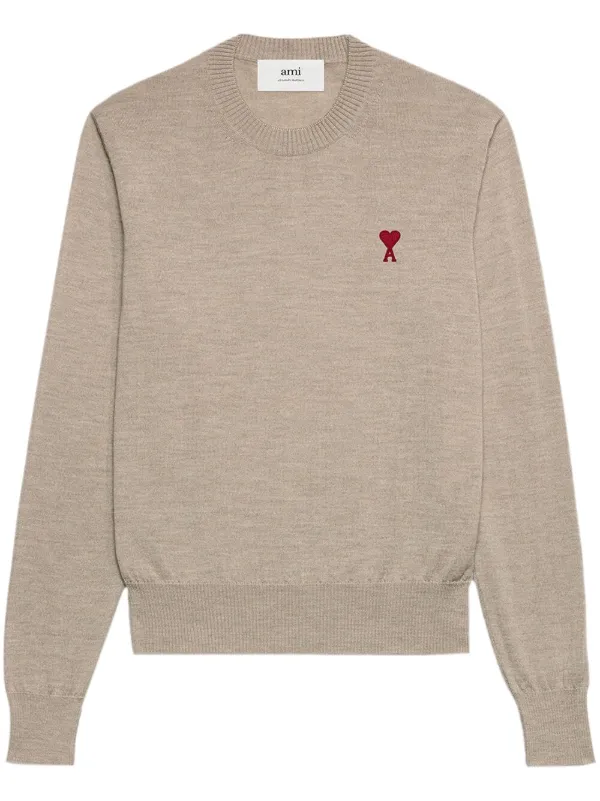 AMI Paris logo embroidered Wool Jumper Farfetch