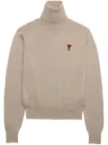 AMI Paris logo-embroidered roll-neck jumper - Neutrals