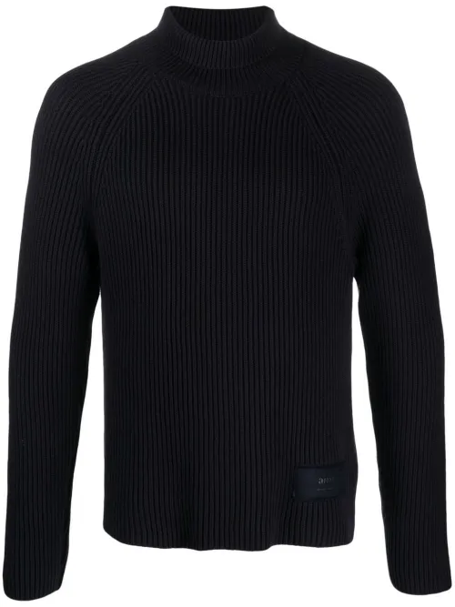 Pull en maille nervurée à patch logo - AMI Paris - Modalova