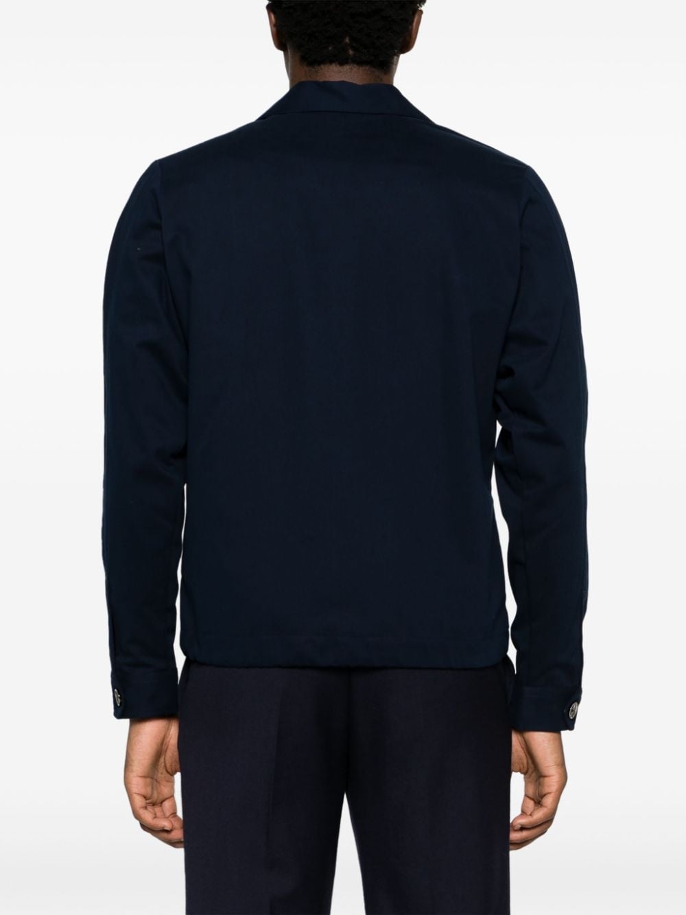 Shop Ami Alexandre Mattiussi Gabardine-weave Cotton Longsleeved Shirt In Blue