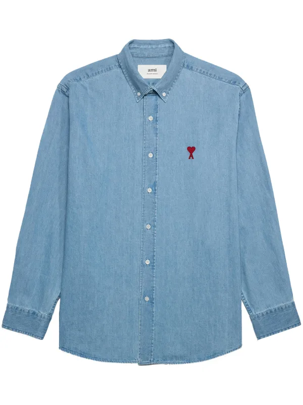 AMI Paris Ami De Coeur Denim Shirt   Farfetch