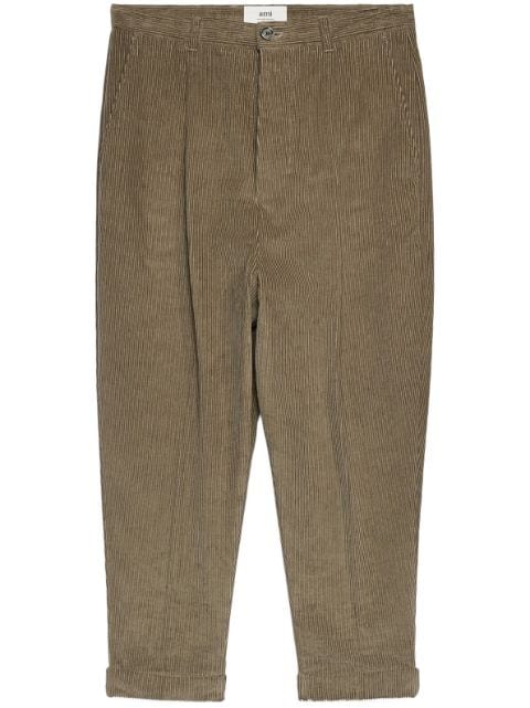 AMI Paris corduroy box-pleated tapered trousers
