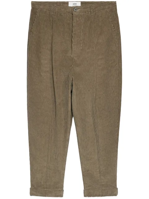 AMI Paris corduroy box-pleated tapered trousers