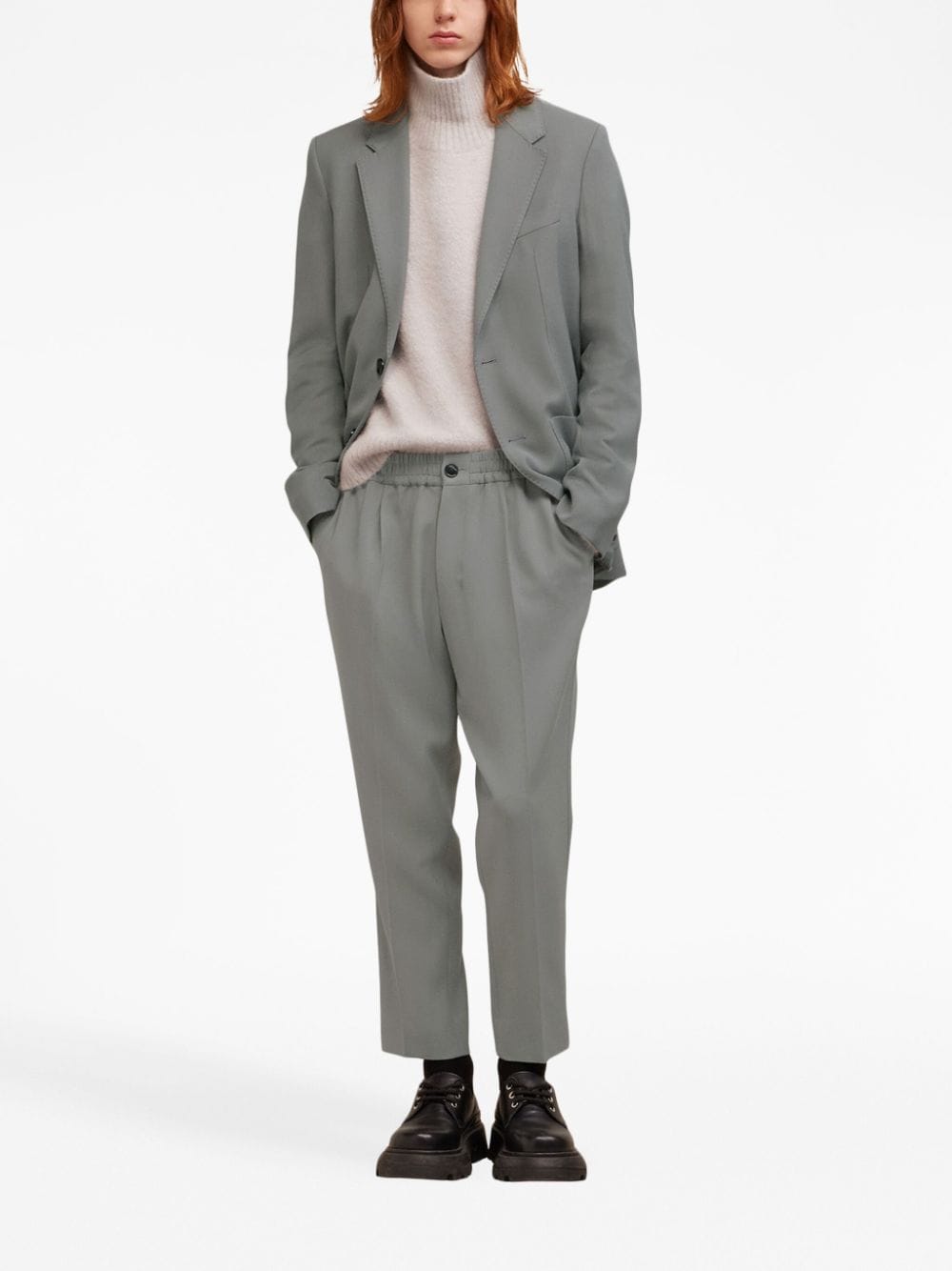 Shop Ami Alexandre Mattiussi Elasticated Cropped Trousers In Grey