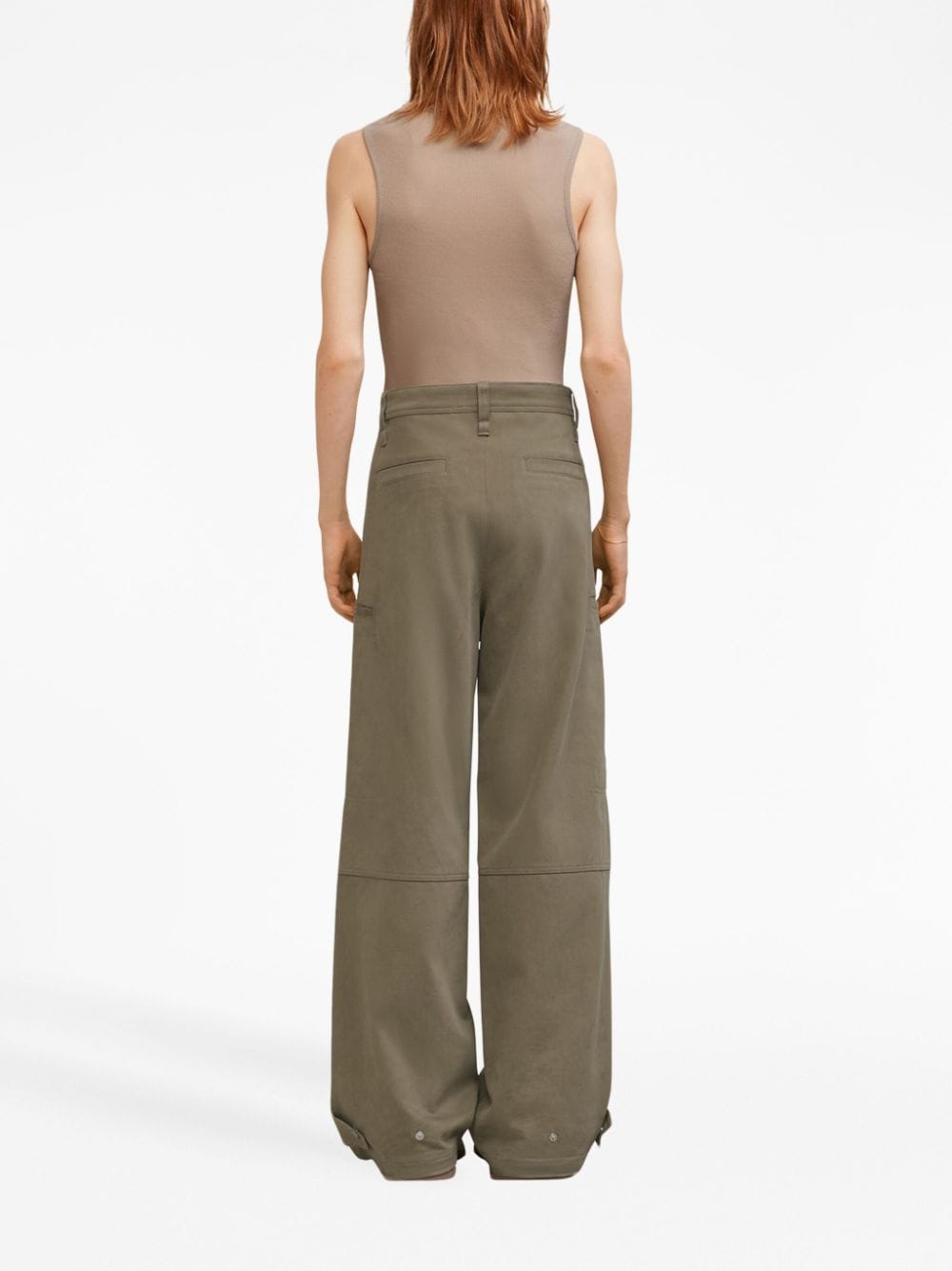 Shop Ami Alexandre Mattiussi Low-rise Cotton Wide-leg Trousers In Green