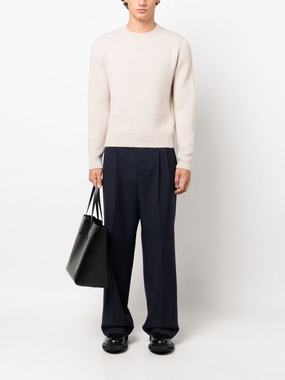 Shop Ami Alexandre Mattiussi Straight-leg Tailored Trousers In 430 Blue Noit