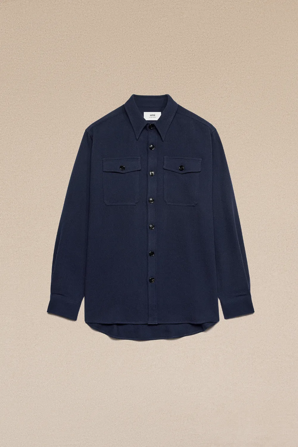 AMI ALEXANDRE MATTIUSSI OVERSHIRT WITH CHEST POCKET BLUE UNISEX