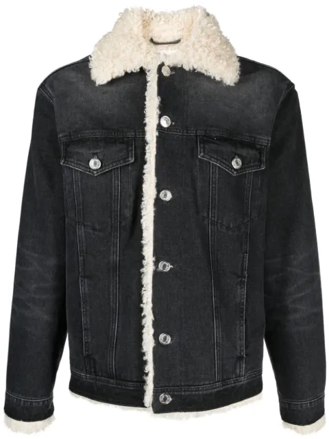 AMI Paris Jeansjacke mit Futter aus Faux Shearling