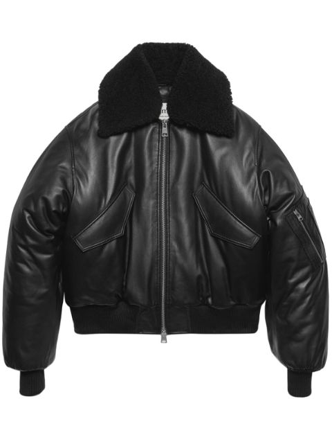 AMI Paris oversized-collar lambskin jacket