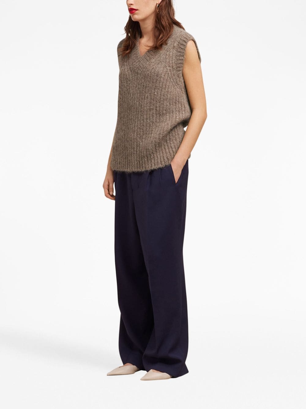 Shop Ami Alexandre Mattiussi Sleeveless Rib-knit Vest In Brown