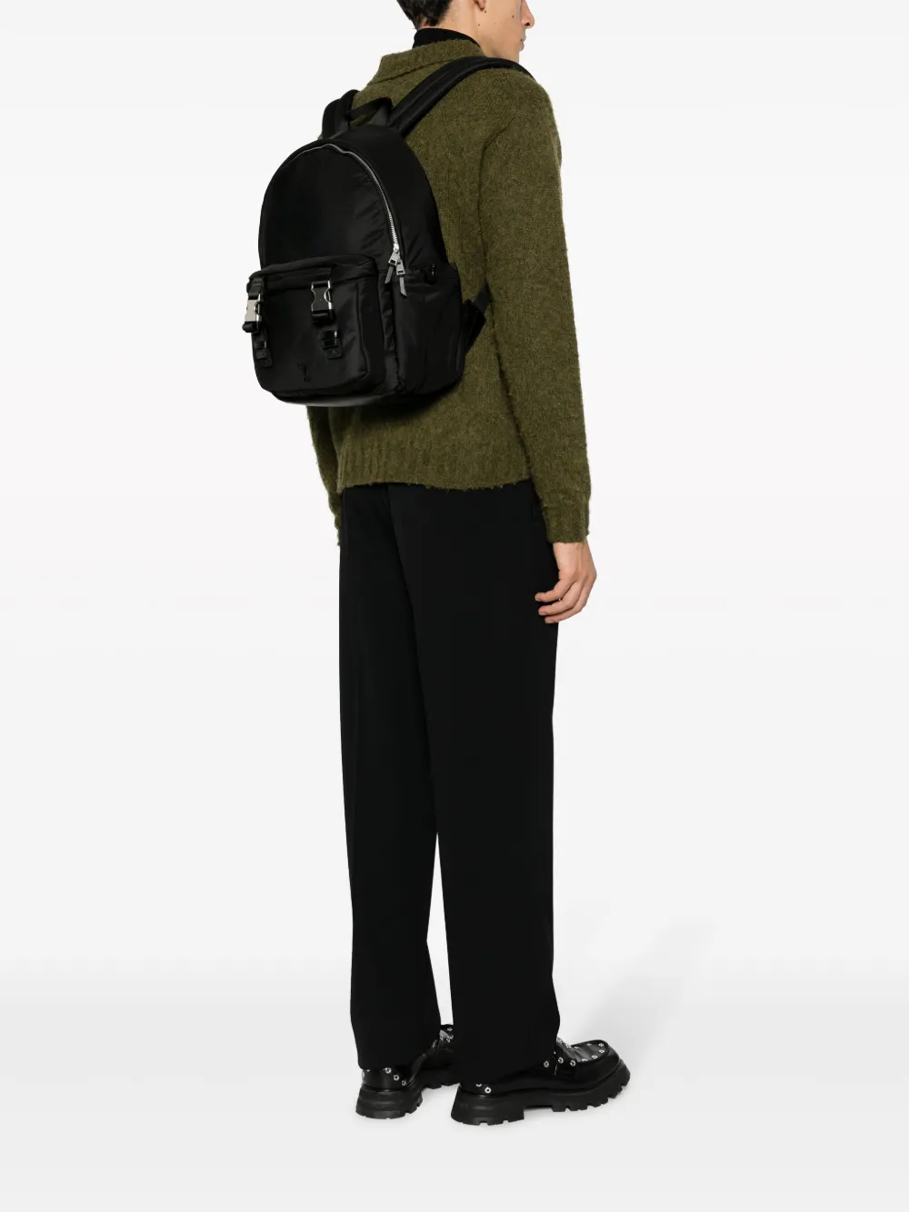 AMI Paris logo-plaque Zipped Backpack - Farfetch