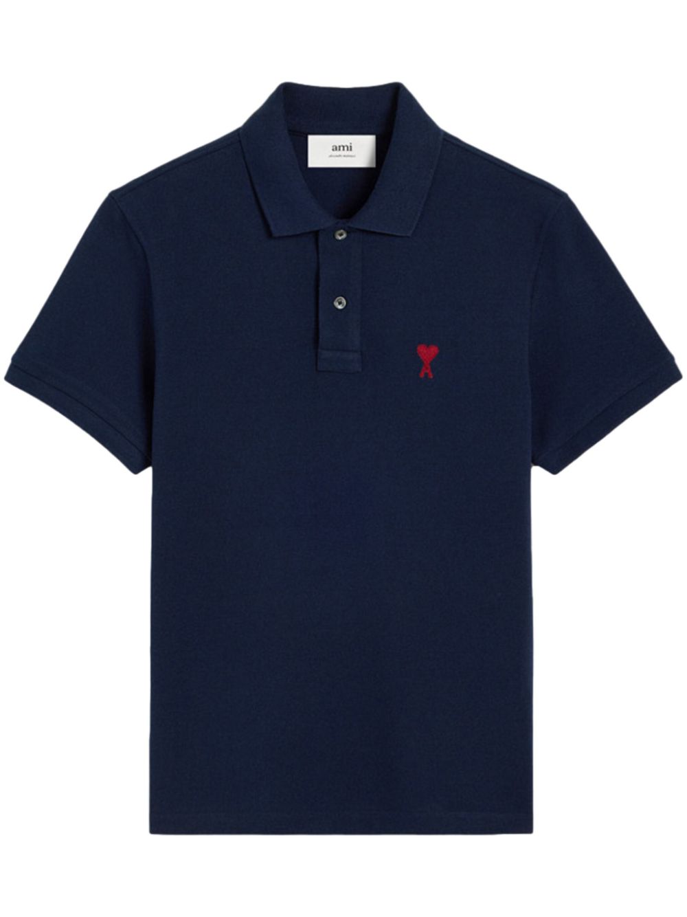 Image 1 of AMI Paris logo-embroidered cotton polo shirt