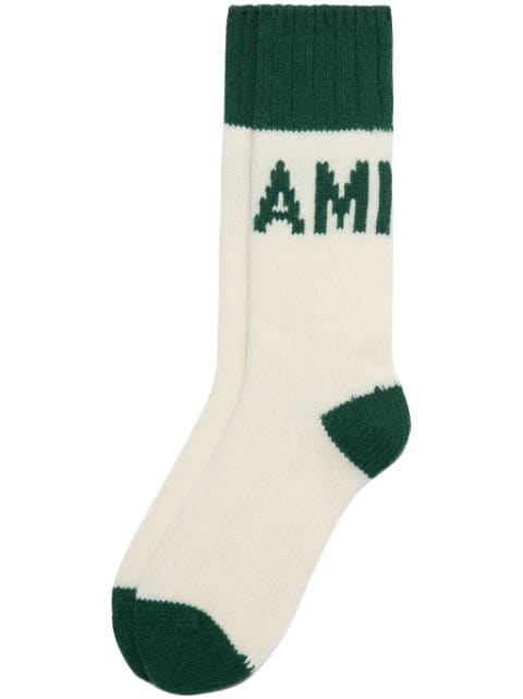 AMI Paris calcetines tejidos con logo en intarsia
