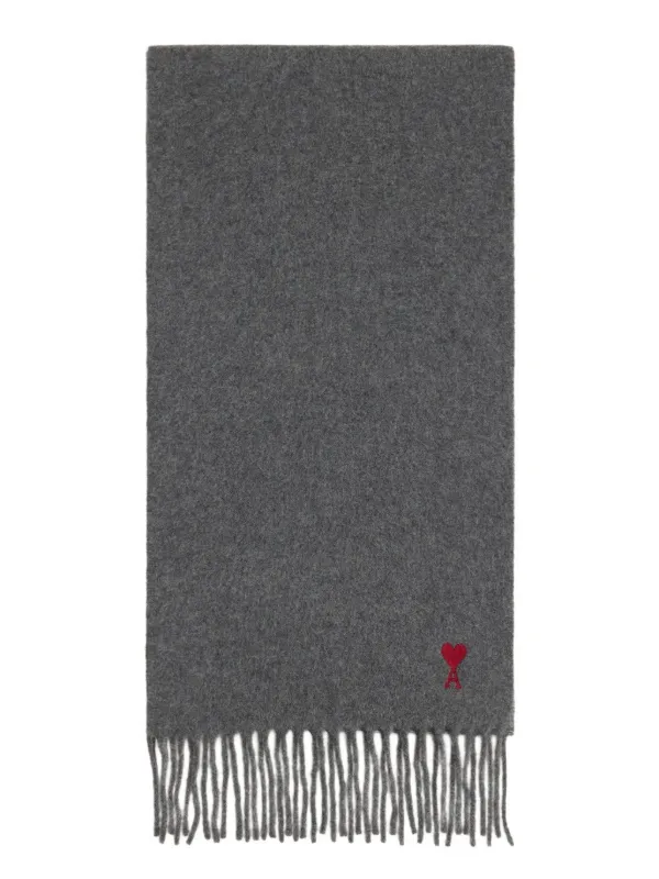 AMI Paris Ami De Coeur ウールスカーフ | グレー | FARFETCH JP