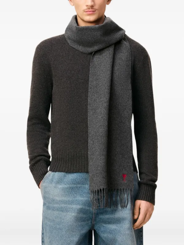 AMI Paris Ami De Coeur ウールスカーフ | グレー | FARFETCH JP