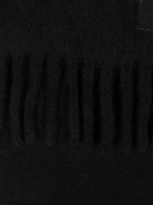 【 AMI PARIS 】 Black Fringe Scarf AMI AMI Label Bicolor Scarf - Feuille Luxury