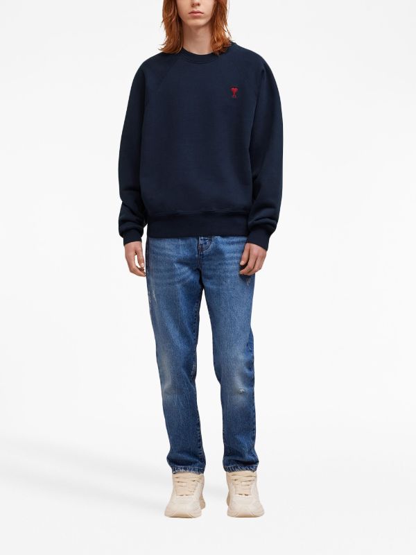 AMI Paris Embroidered Cotton Sweatshirt - Farfetch