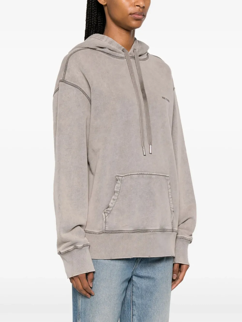 AMI Paris Katoenen hoodie met geborduurd logo Beige
