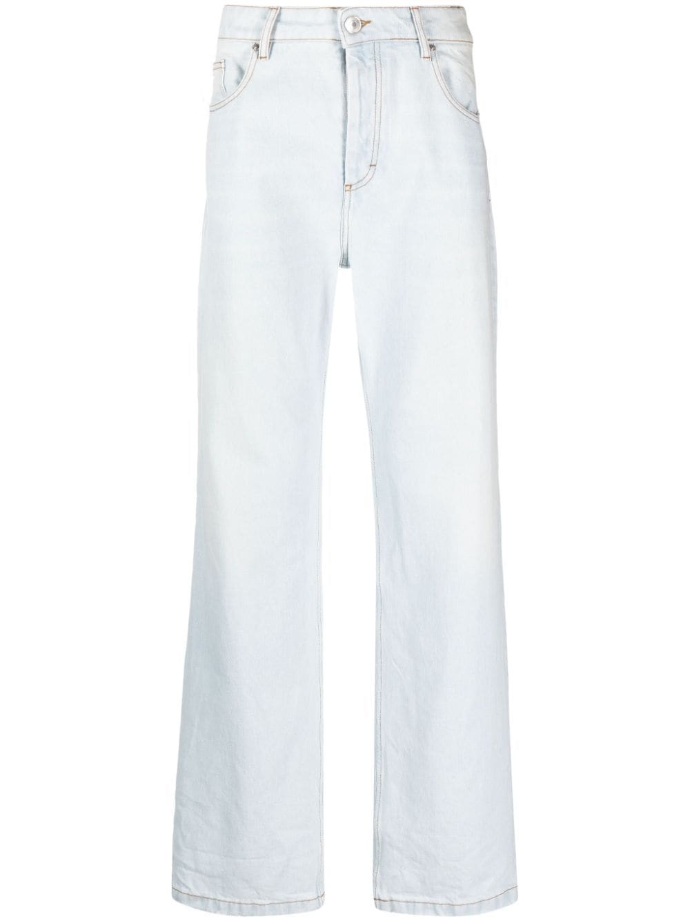 Shop Ami Alexandre Mattiussi Straight Fit Mid-wash Jeans In Blue