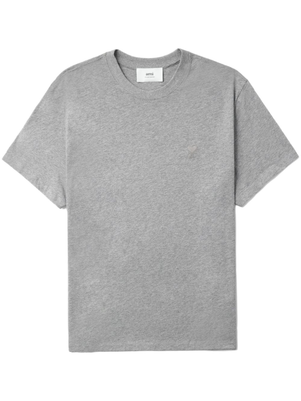 Shop Ami Alexandre Mattiussi Logo-embroidered Cotton T-shirt In Grey