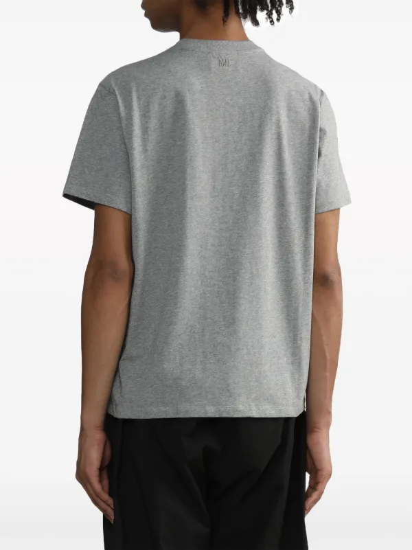 AMI Paris logo-embroidered Cotton T-shirt | Grey | FARFETCH