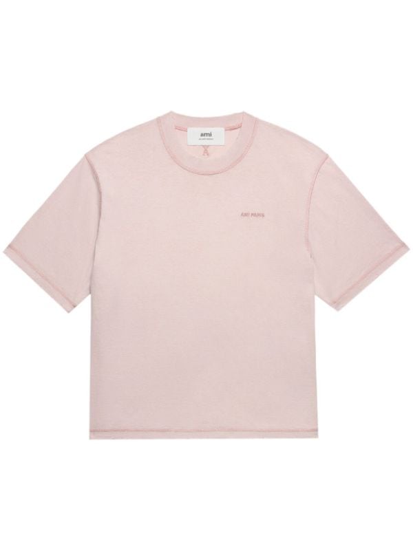 AMI Paris Embroidered Cotton T-Shirt - Farfetch