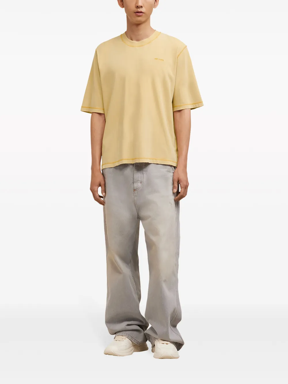 AMI Paris Katoenen T-shirt Geel
