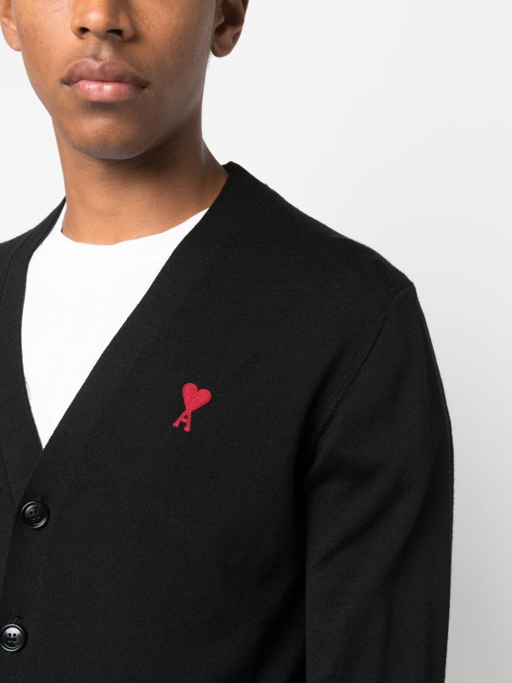 AMI Paris Wollen vest met geborduurd logo Zwart