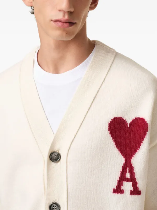 AMI Paris Ami De Coeur カーディガン | ホワイト | FARFETCH JP
