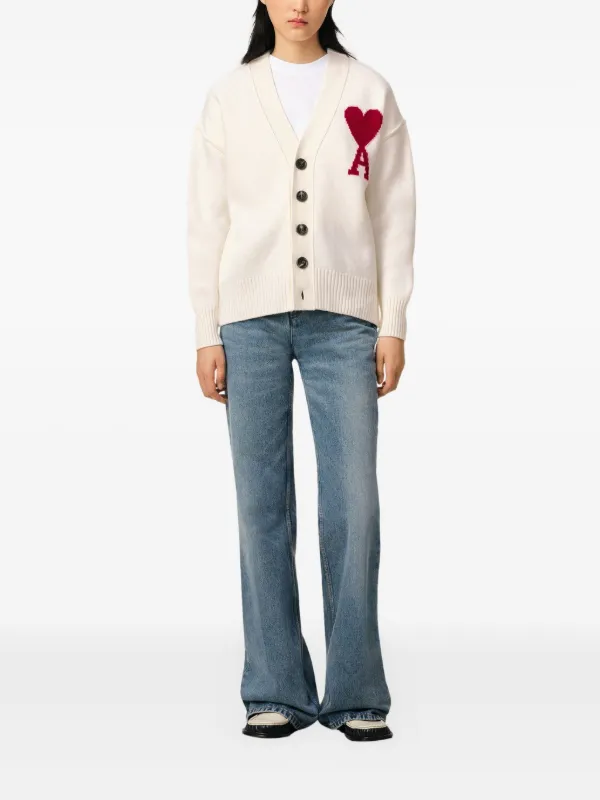 AMI Paris Ami De Coeur カーディガン | ホワイト | FARFETCH JP