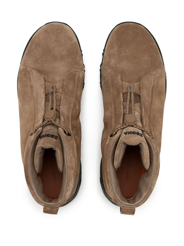 Zegna Vetta ハイカット スエードスニーカー | ブラウン | FARFETCH JP