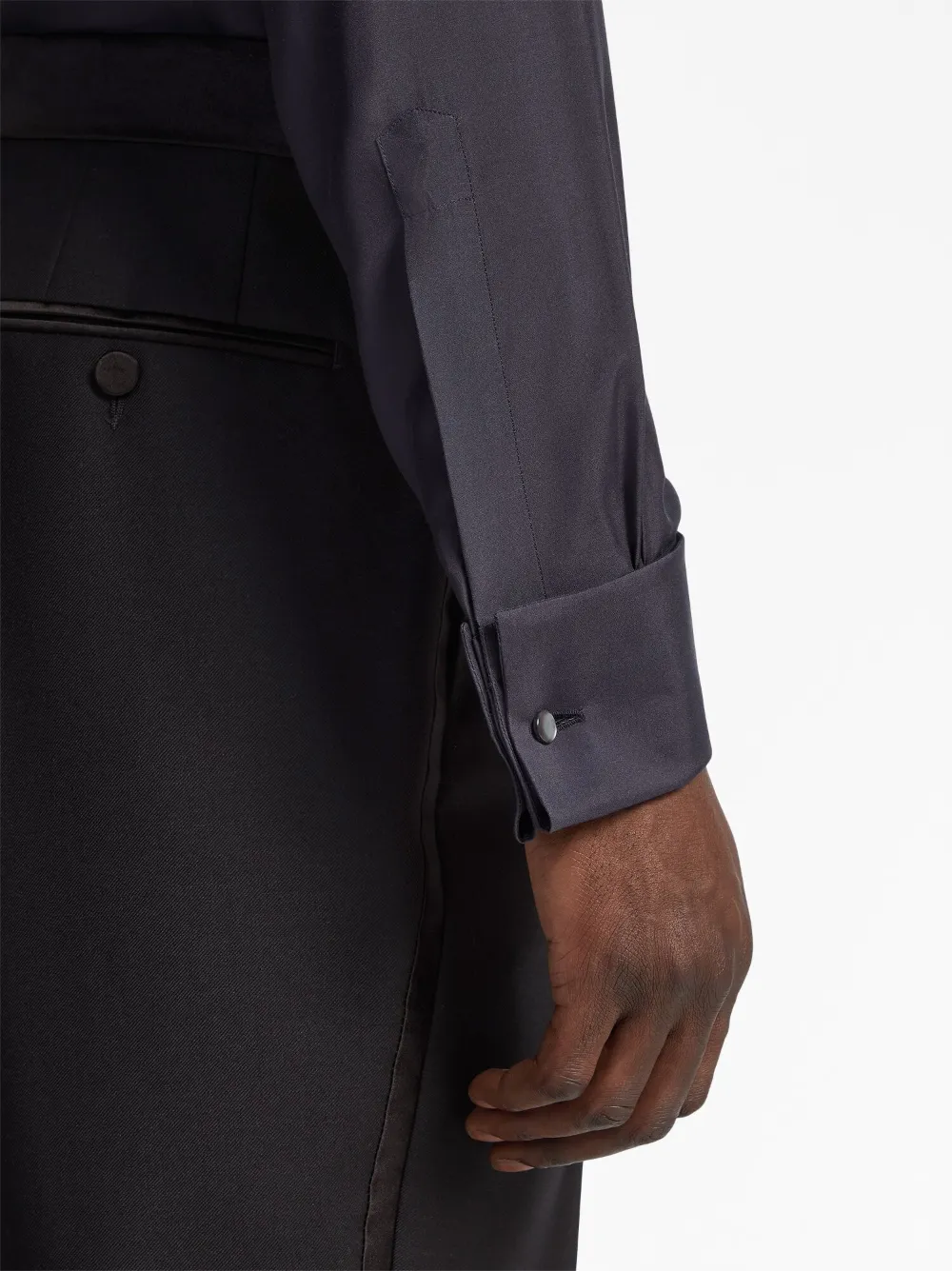 Zegna Slim-cut Mulberry Silk Evening Shirt In Blue