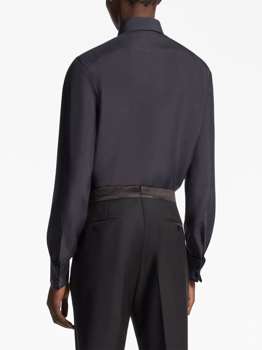 Zegna Slim-cut Mulberry Silk Evening Shirt In Blue