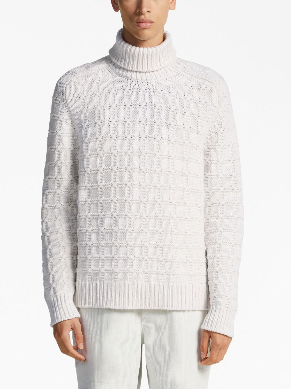 Zegna Oasi mélange-effect roll-neck jumper - Wit