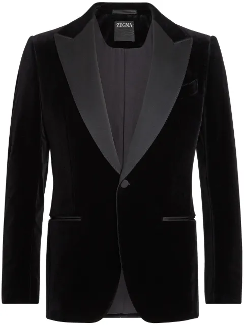 Zegna single-breasted velour blazer