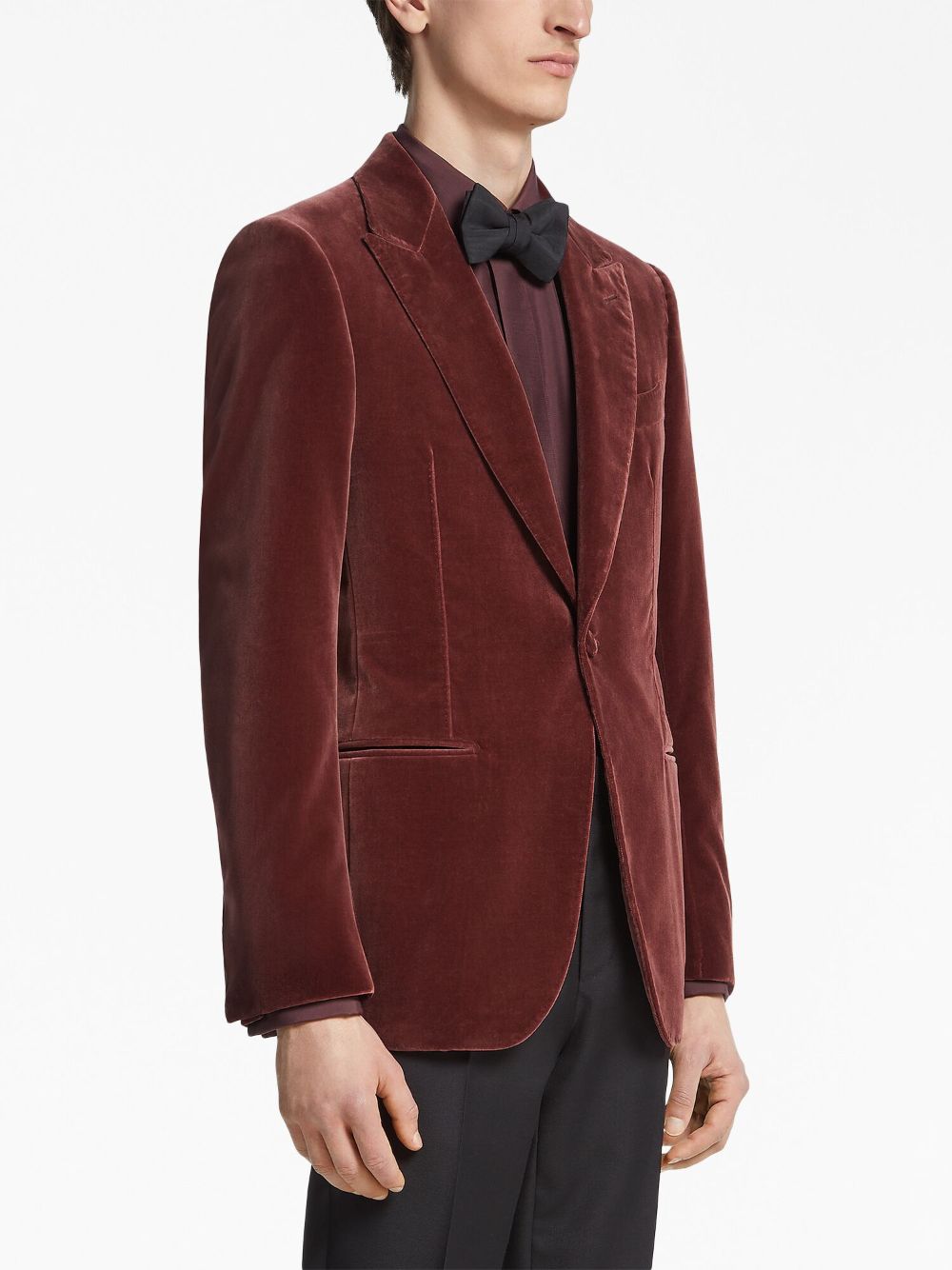 Shop Zegna Single-breasted Velvet Blazer In Red