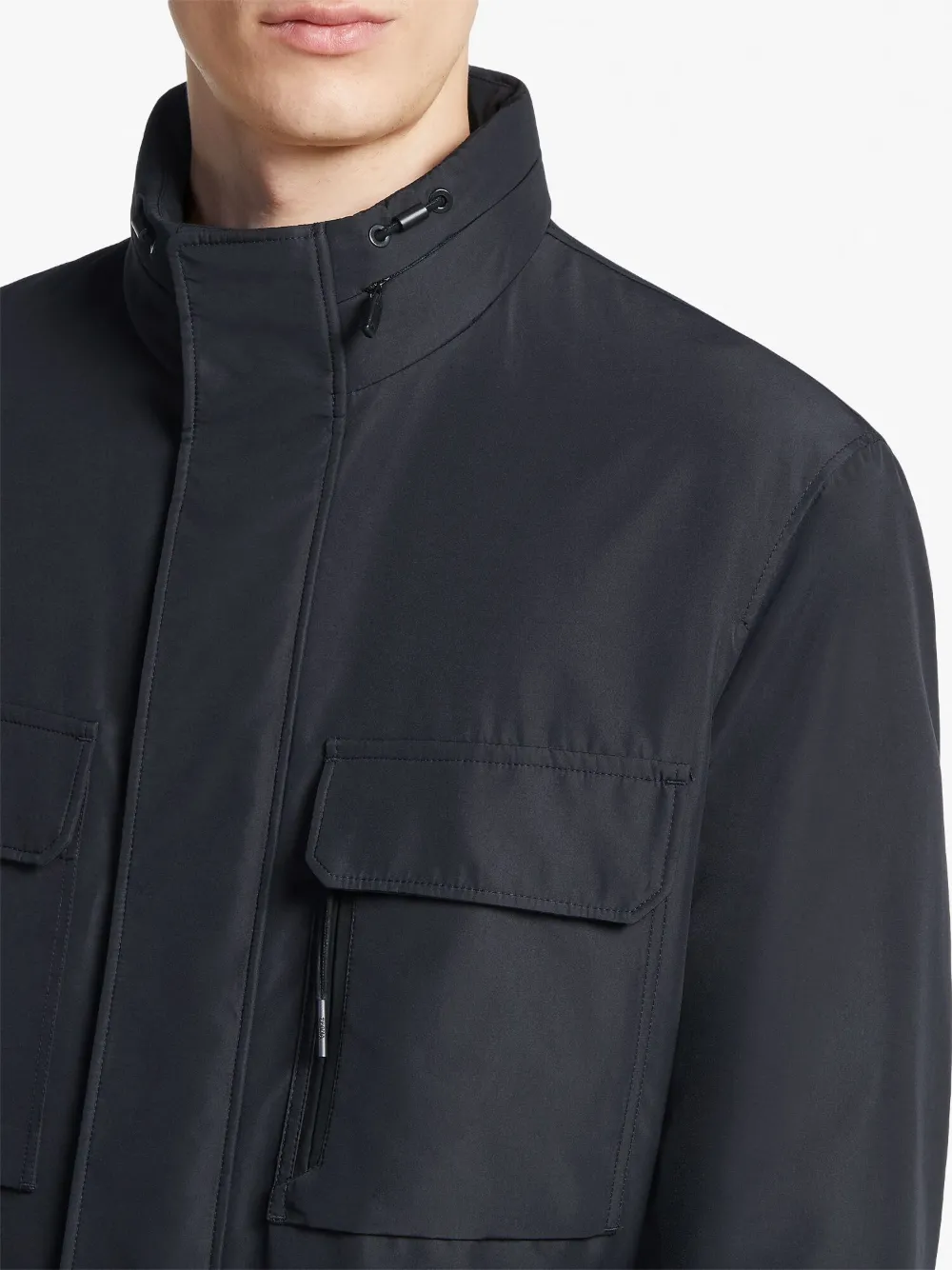 Shop Zegna High-neck Field Jacket In Blue