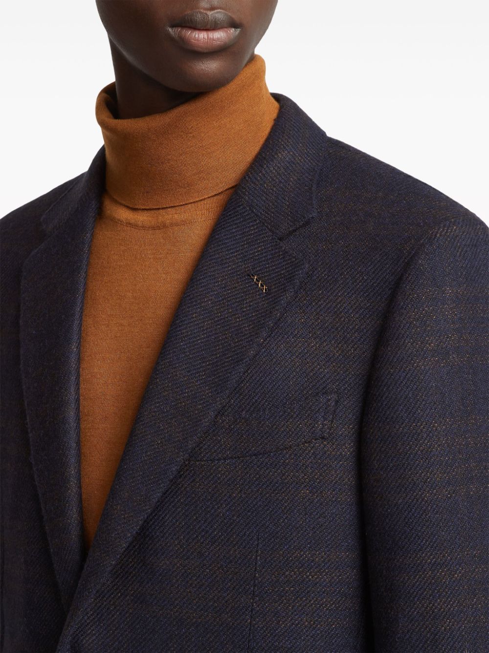 Shop Zegna Check-pattern Single-breasted Blazer In Blue