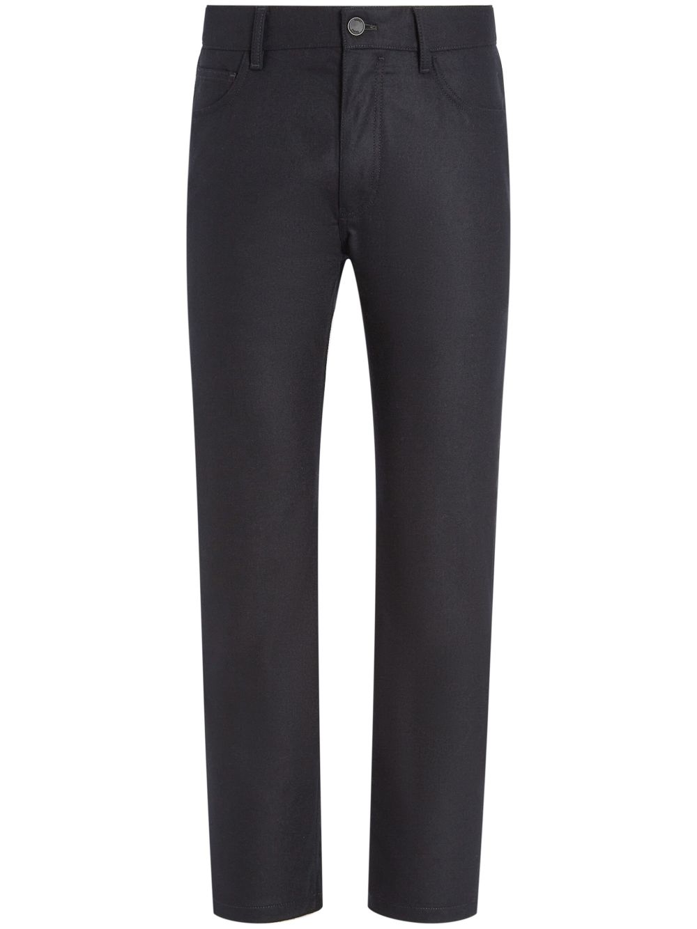 Zegna straight-leg logo-patch trousers - Black