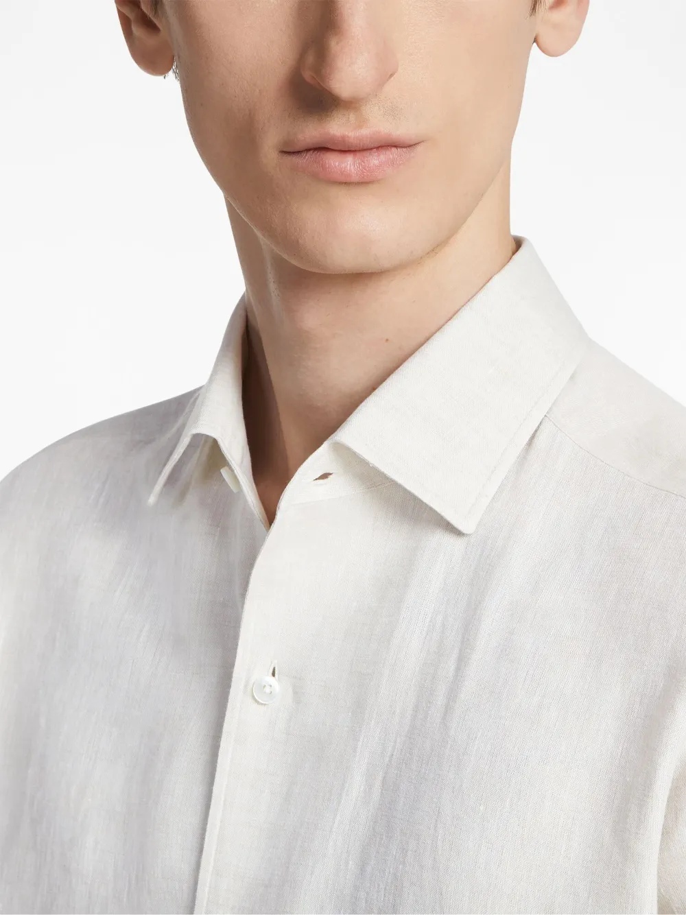 Zegna Luxury Linen Button-up Shirt In White