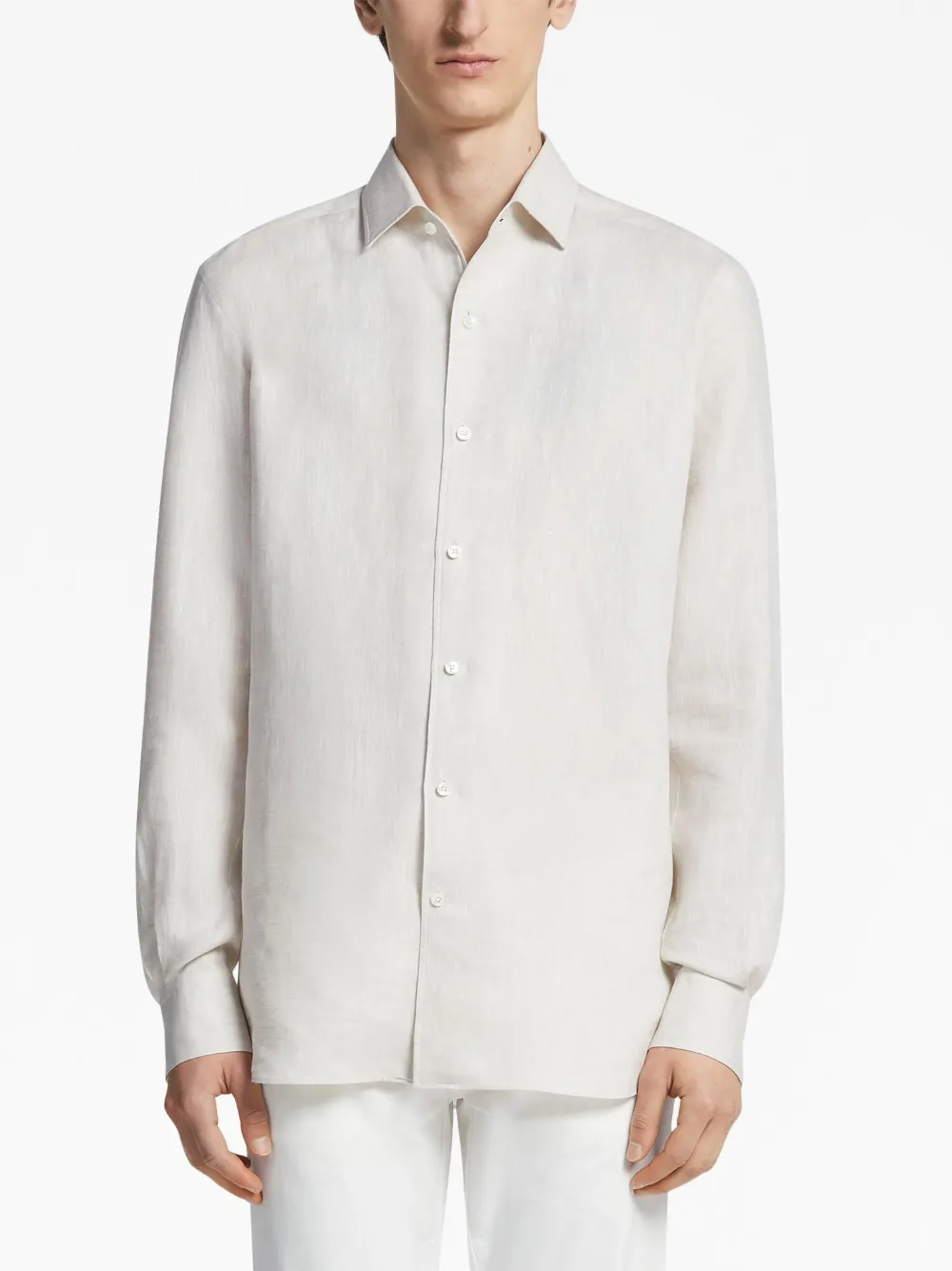 Zegna Luxury Linen Button-up Shirt In White