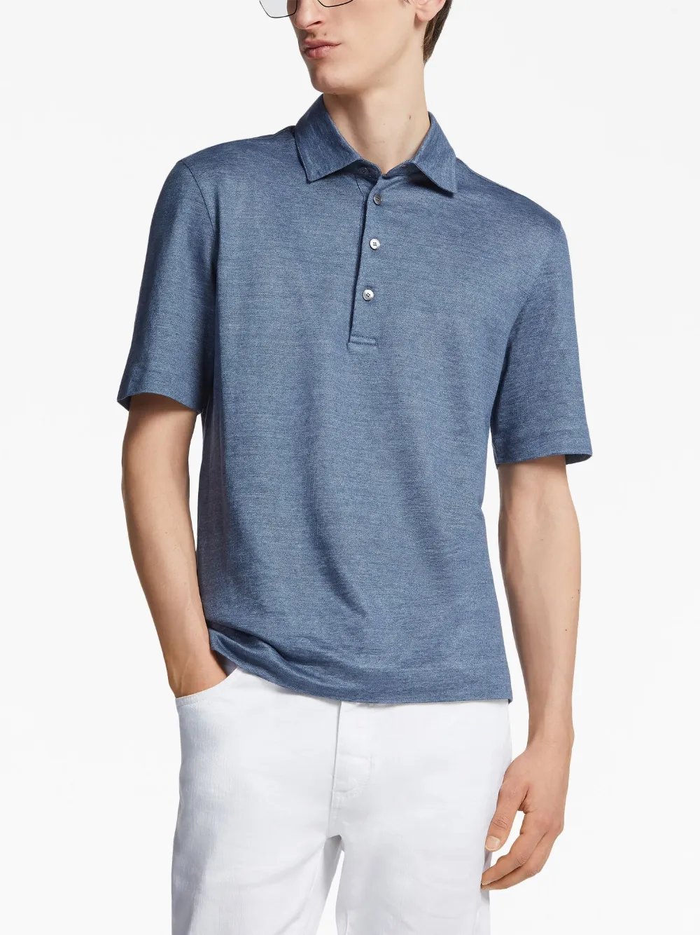 Zegna Linnen poloshirt - Blauw