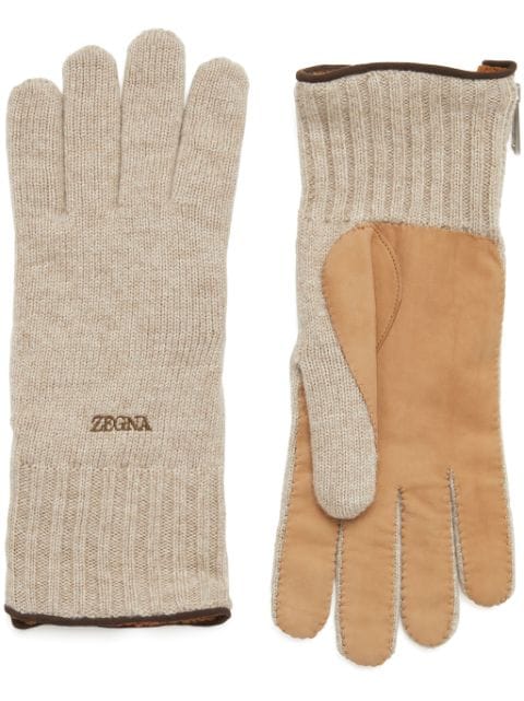 Zegna logo-embroidered cashmere gloves